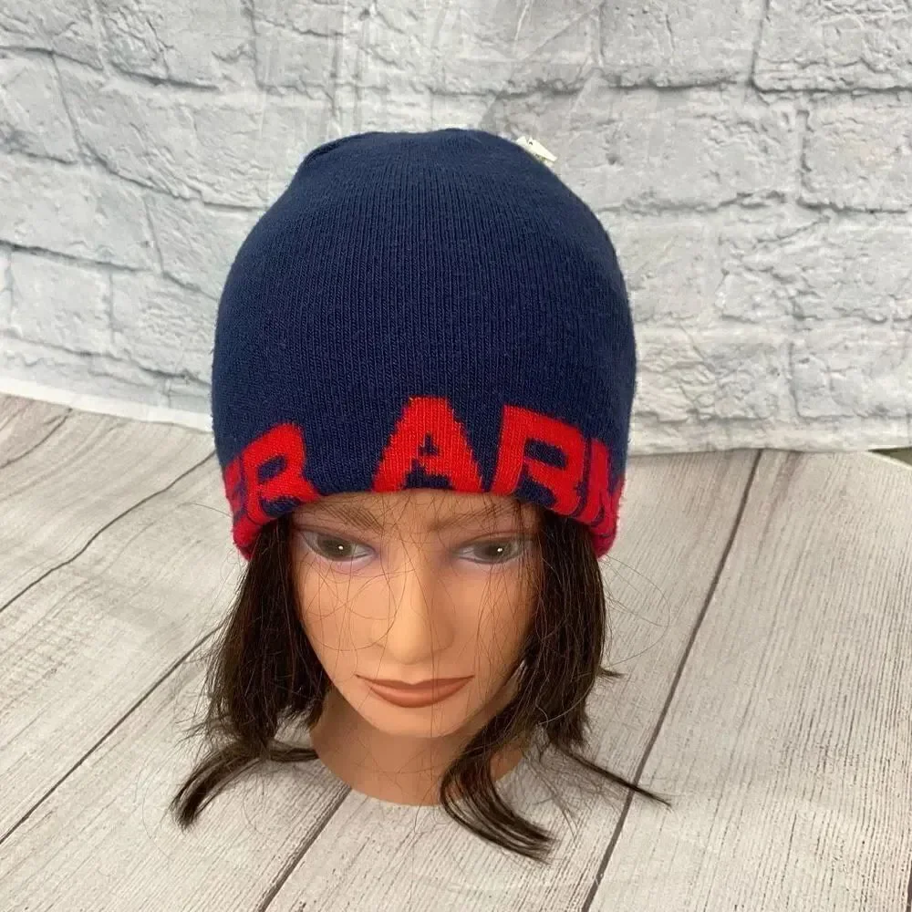 Under armour youth boys reversible winter beanie red white & blue
